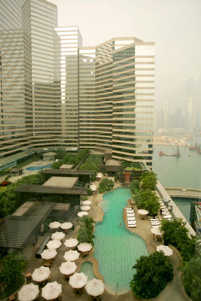 نمای صبح زود از هتل پنج ستاره هنگ کنگ چین