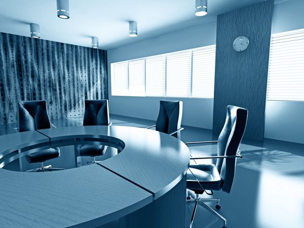 تصویر مفهومی از فضای جلسه خالی اتاق هیئت مدیره سه بعدی
