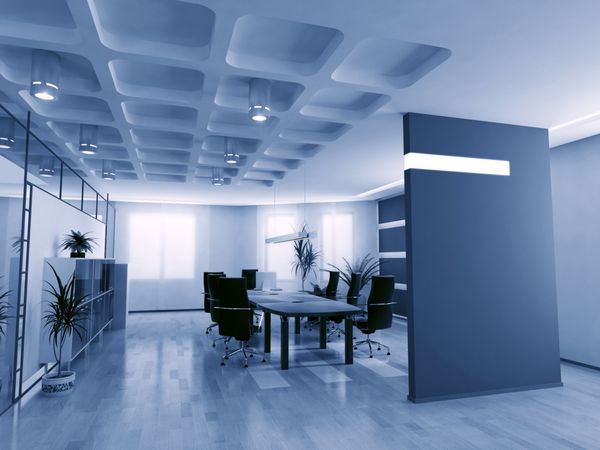 تصویر مفهومی از فضای جلسه خالی اتاق هیئت مدیره سه بعدی