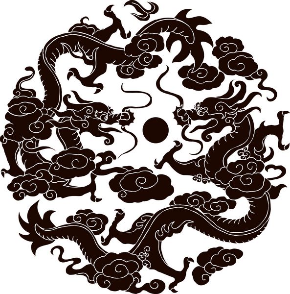 وکتور الگوی اژدهای هنری سنتی چینی باستان