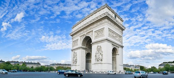 پانورامای میدان با طاق پیروزی در پاریس فرانسه