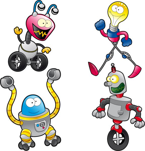 خانواده ربات ها شخصیت های کارتونی و وکتور خنده دار