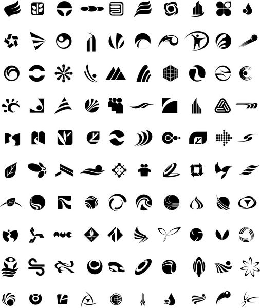 مجموعه 100 عنصر انتزاعی برای وکتور طراحی لوگو