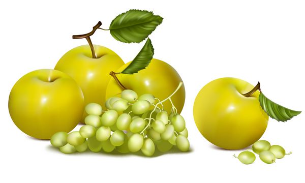 وکتور سیب سبز و انگور