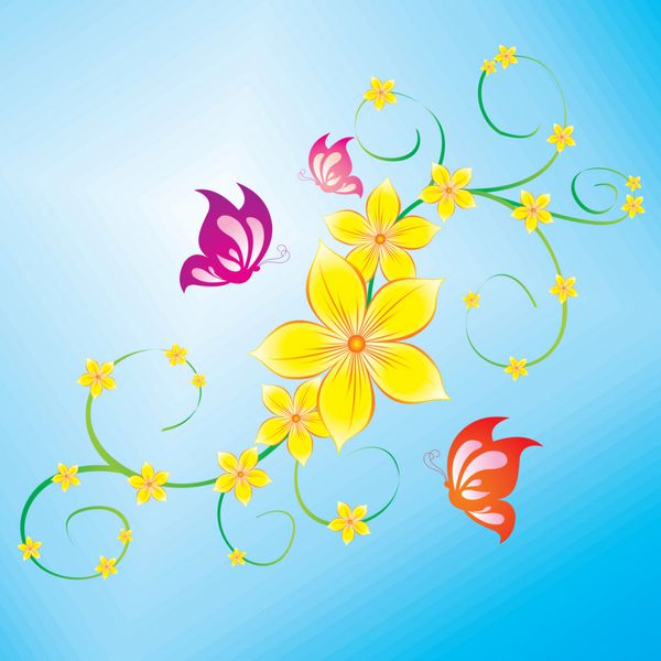گل وانیلی با پروانه
