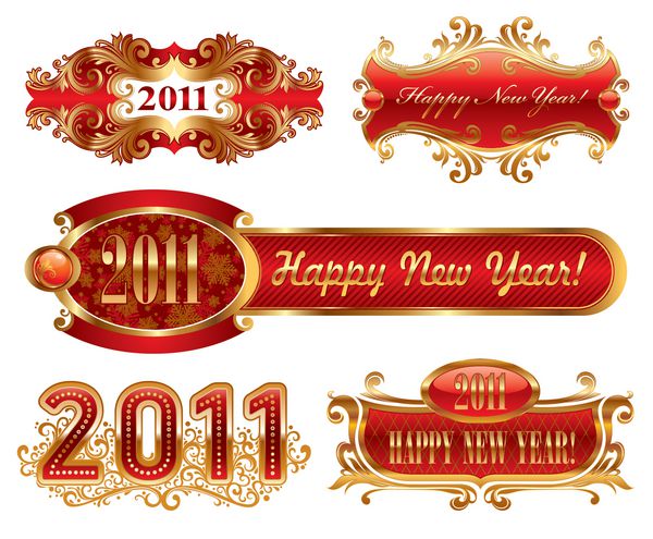 سال نو مبارک 2011 - وکتور قاب های تزئین شده طلایی