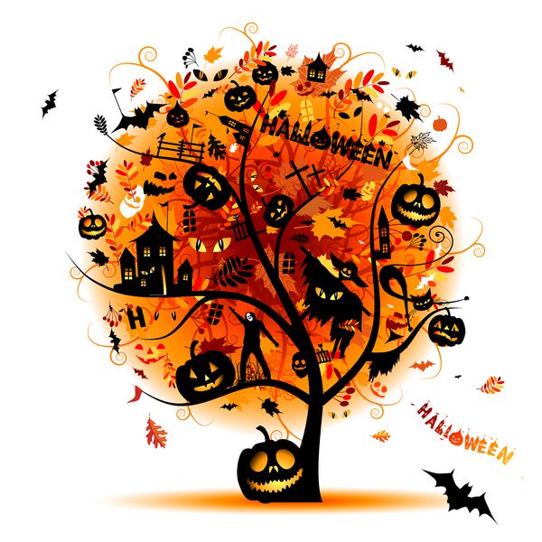 جشن شب هالووین درخت مفهومی برای طراحی شما