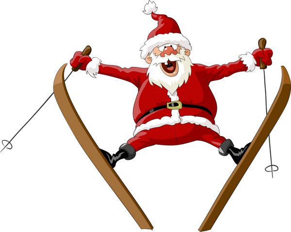 بابا نوئل روی اسکی در پرش وکتور