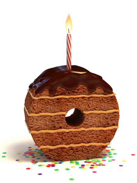 کیک تولد شکلاتی به شکل شماره صفر با شمع روشن و کوفته