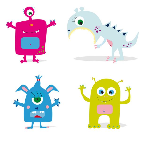 مجموعه ای از هیولاهای کارتونی زیبا وکتور