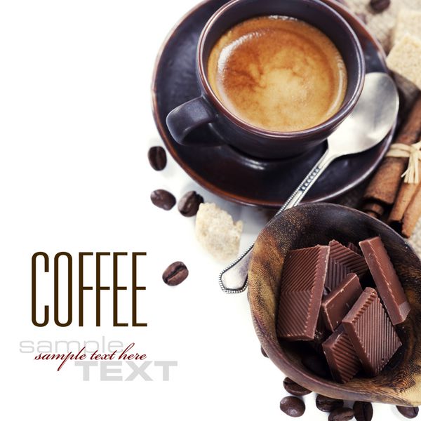 قهوه شکلات شکر قهوه ای و دارچین به همراه متن نمونه