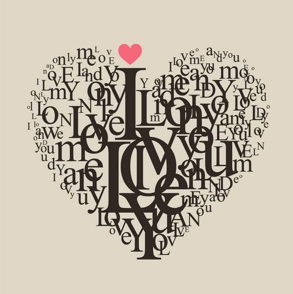 شکل قلب از حروف - ترکیب تایپوگرافی