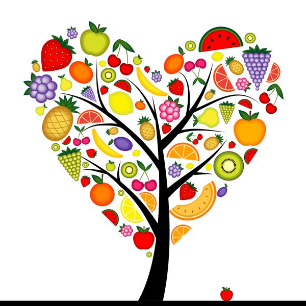 شکل قلب درخت میوه انرژی برای طرح شما
