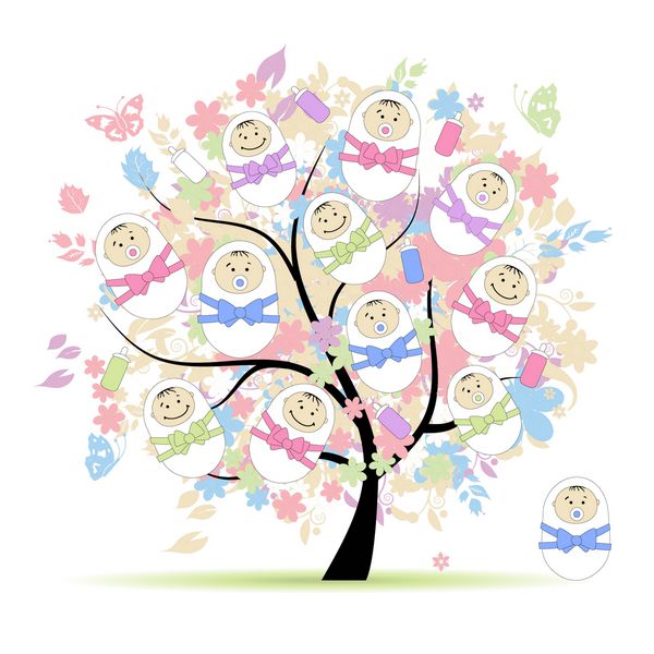 درخت گل با نوزادان برای طراحی شما