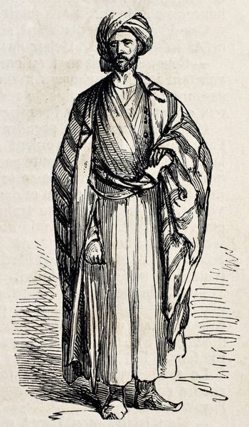 تصویر عتیقه مرد کرد با لباس سنتی اصل از طراحی Duhousset در LIllustration Journal Universel پاریس 1860 منتشر شد