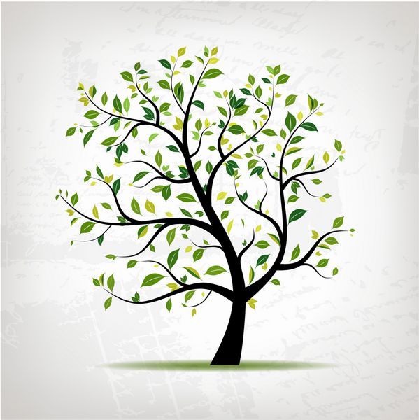 سبز درخت بهاری در پس زمینه گرانج برای طرح شما