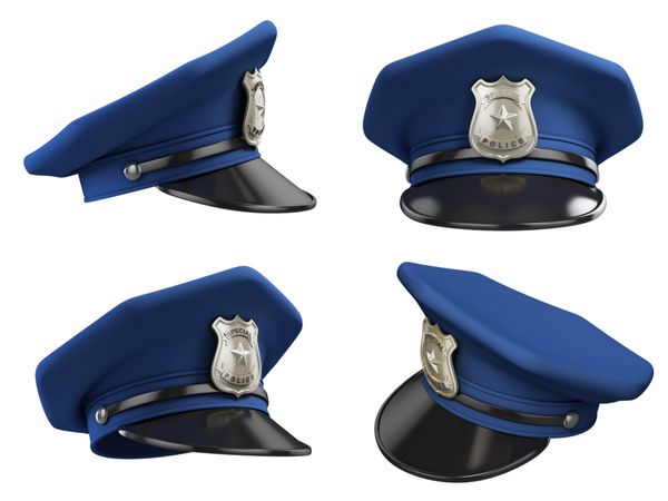کلاه پلیس از زوایای مختلف تصویر سه بعدی