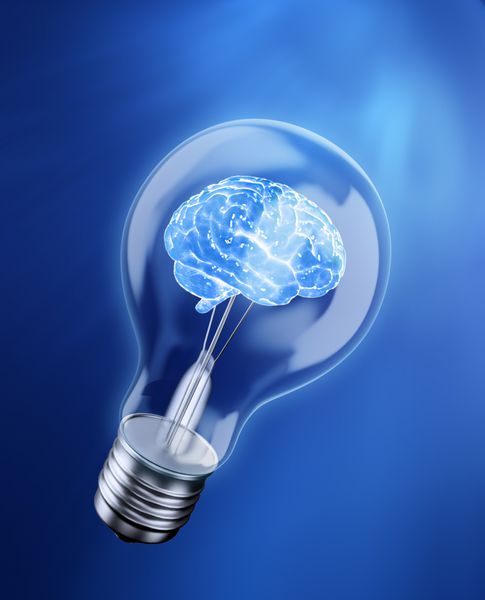 مغز در یک لامپ - مفهوم ایده