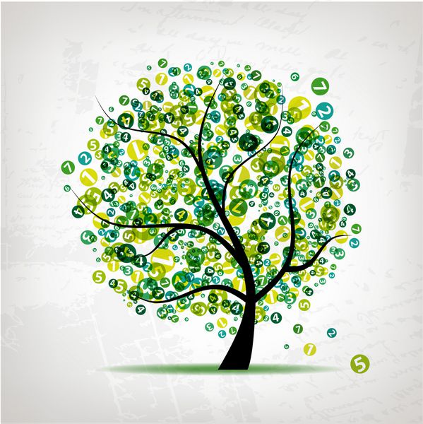 درخت هنری با فیگورهای سبز برای طرح شما
