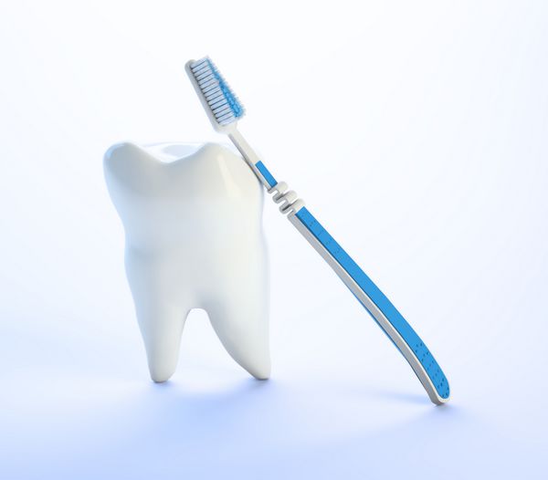 دندان و مسواک - تصویر مفهومی مراقبت از دندان