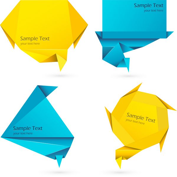 تصویر مجموعه ای از حباب گفتار به سبک اوریگامی