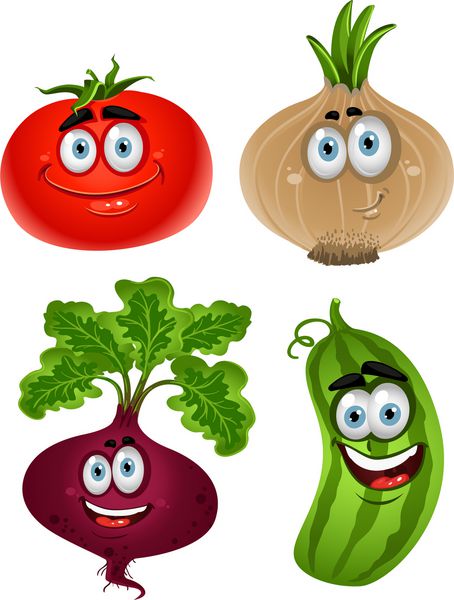 کارتونی خنده دار سبزیجات ناز - گوجه فرنگی چغندر خیار پیاز