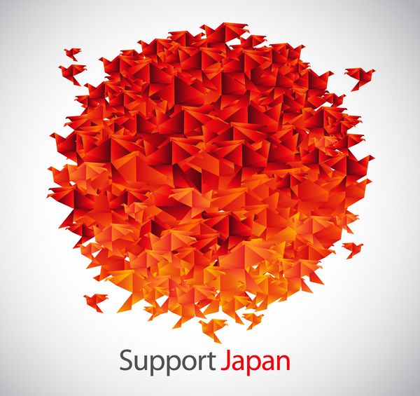 پرچم ژاپن از پرندگان اوریگامی شکل گرفته است