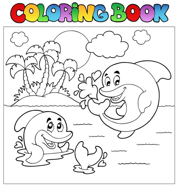 کتاب رنگ آمیزی با دلفین ها 2 - وکتور