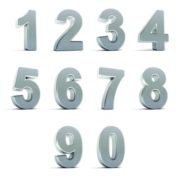 اعداد از 0 تا 9 در کروم روی زمینه سفید