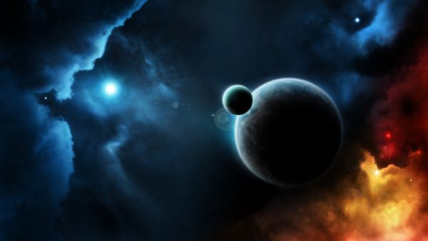 ستاره آبی منظومه سیاره ای در اعماق فضا