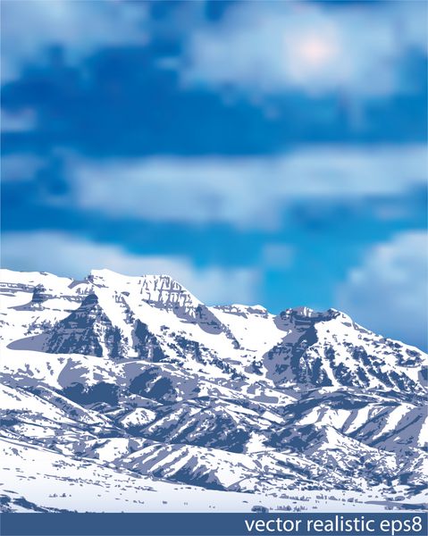 وکتور واقع گرایانه از کوه در برف