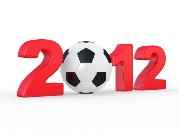 علامت 2012 و توپ فوتبال در پس زمینه سفید