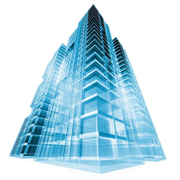 ساختمان مدرن مفهوم رندر سه بعدی