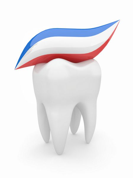 دندان و خمیر دندان در پس زمینه جدا شده سفید 3 بعدی