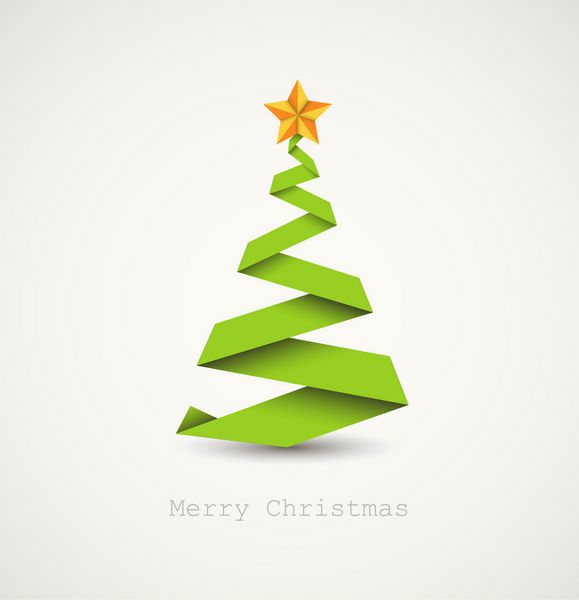 وکتور ساده درخت کریسمس ساخته شده از نوار کاغذی - کارت اصلی سال نو