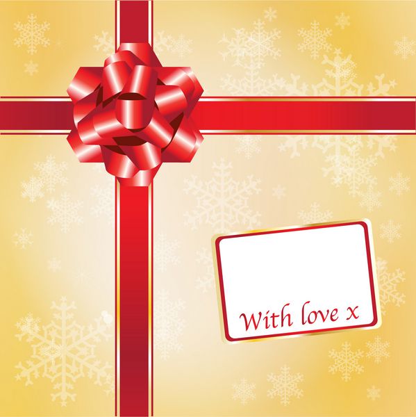 هدیه کریسمس با روبان قرمز و پاپیون با فضایی برای متن شما فرمت وکتور