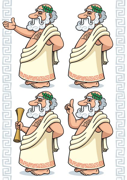 فیلسوف یونانی فیلسوف یونانی کارتونی در 4 حالت مختلف از شفافیت و شیب استفاده نشده است