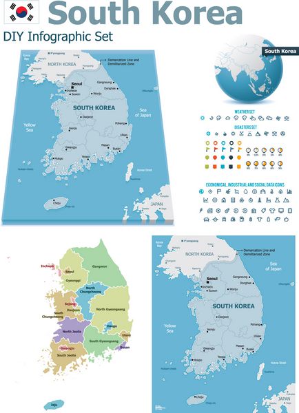 نقشه های کره جنوبی با نشانگر