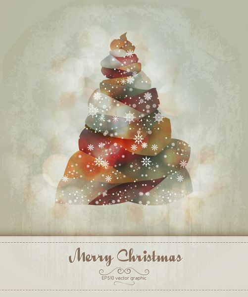 تبریک قدیمی با درخت کریسمس انتزاعی گرافیک لایه‌های جداگانه نام‌گذاری شده بر این اساس