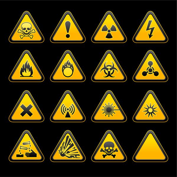 تنظیم علائم هشدار دهنده مثلثی نمادهای خطر