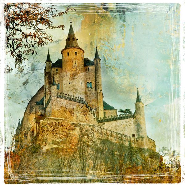 قلعه قرون وسطایی آلکازار سگویا اسپانیا - تصویر به سبک نقاشی