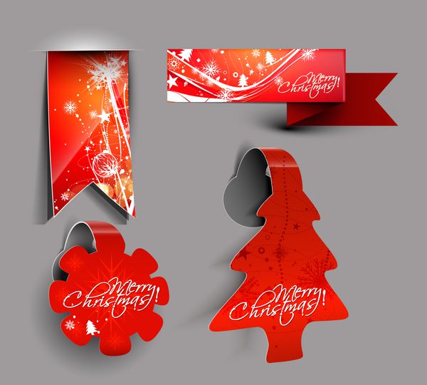 طراحی برچسب رنگارنگ کریسمس برای پروژه متن استفاده شده است