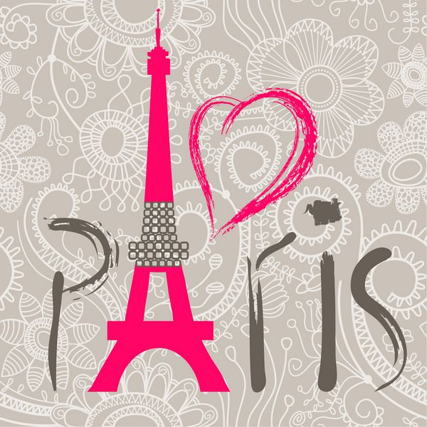 حروف پاریس روی الگوی بدون درز توری