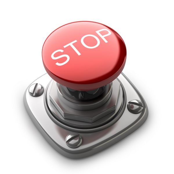 دکمه STOP قرمز جدا شده با وضوح بالا تصویر سه بعدی