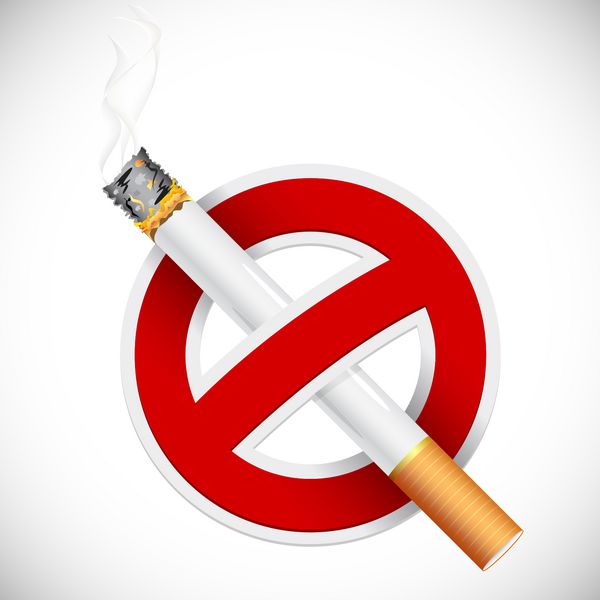 تصویر تابلوی سیگار ممنوع با سیگار