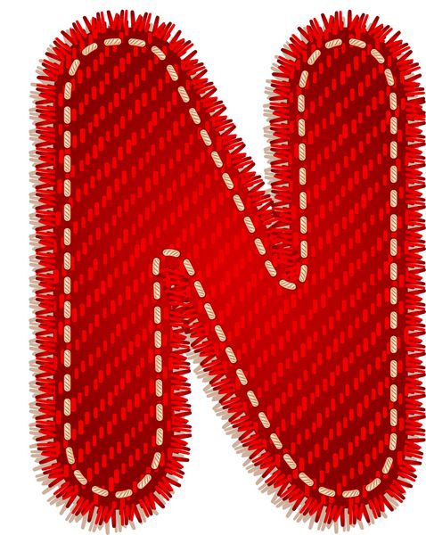 حرف N از الفبای نساجی قرمز
