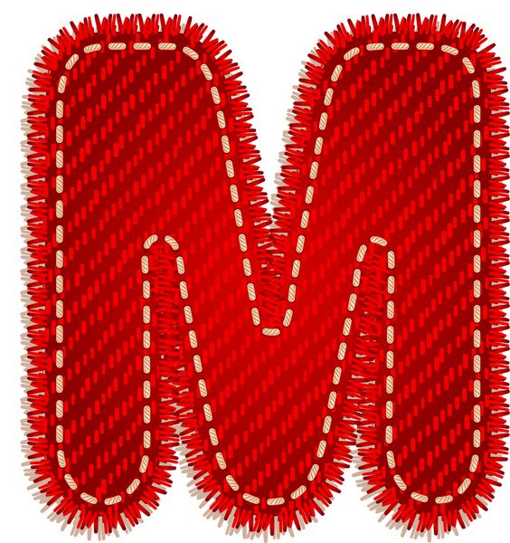 حرف M از الفبای نساجی قرمز