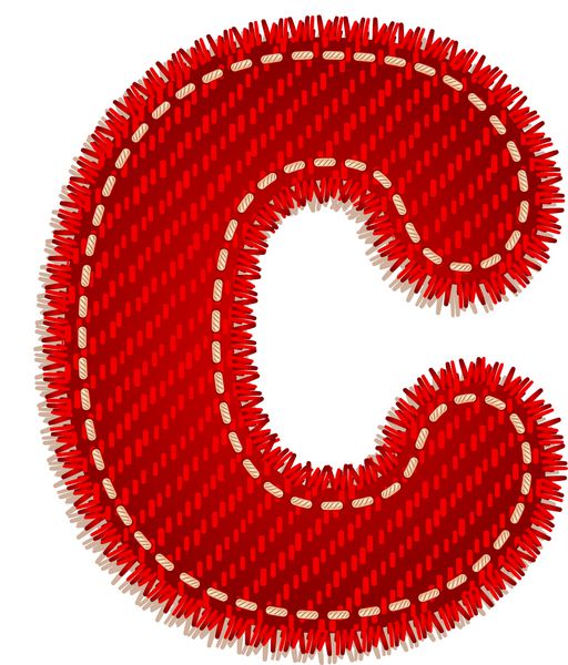 حرف C از الفبای نساجی قرمز