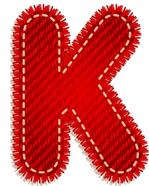حرف K از الفبای نساجی قرمز