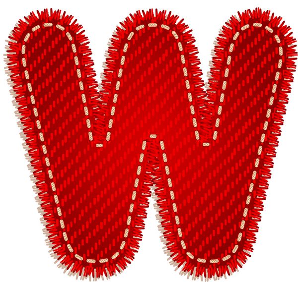 حرف W از الفبای نساجی قرمز